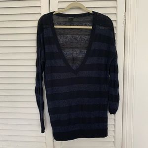 CLUB MONACO linen blend striped sweater sz M